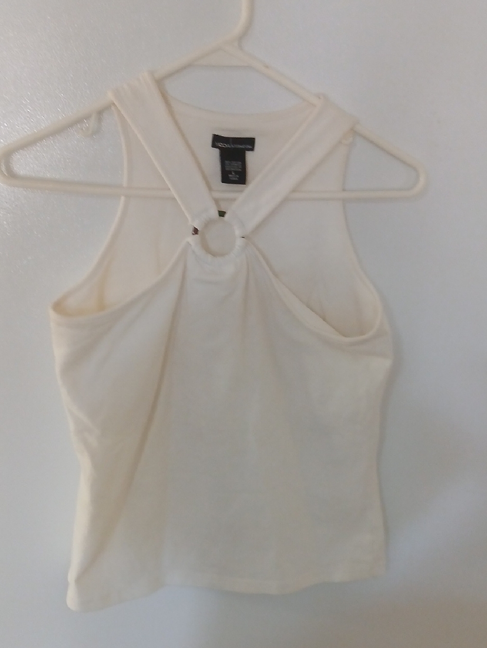 Moda International Cream Halter Tank with Ring Detail